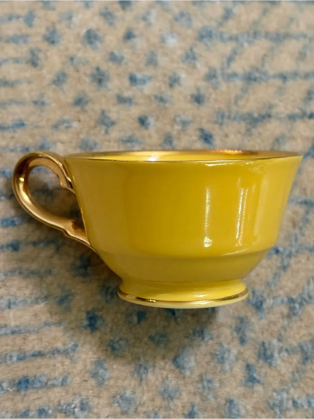 Yellow Vintage Tirschenreuth Bavaria Teacup And Saucer Gold Rim